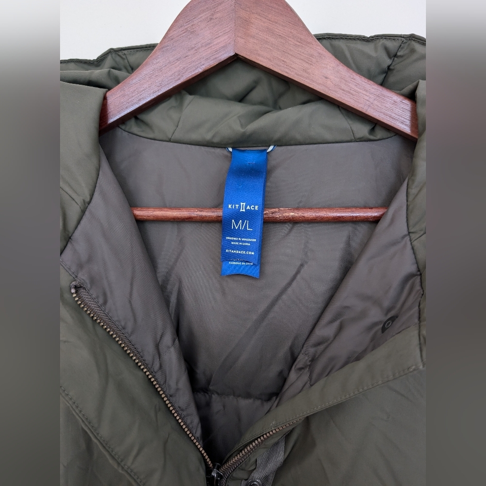 Kit + Ace Olive Green Hooded Puffer Coat M/L - Picture 3 of 7